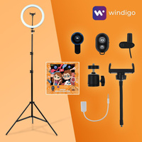 Набор юного блогера windigo kids cb-97, лампа на штативе, микрофон, пульт, линзы, переходник Windigo