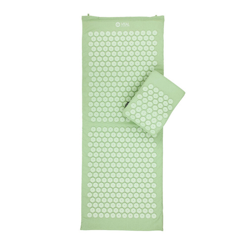 Набор для акупрессуры Vital XL пастельно-зеленый: коврик для акупрессуры с подушкой и сумкой BODHI, изумрудно-зеленый